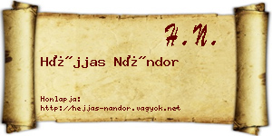 Héjjas Nándor névjegykártya