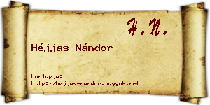 Héjjas Nándor névjegykártya